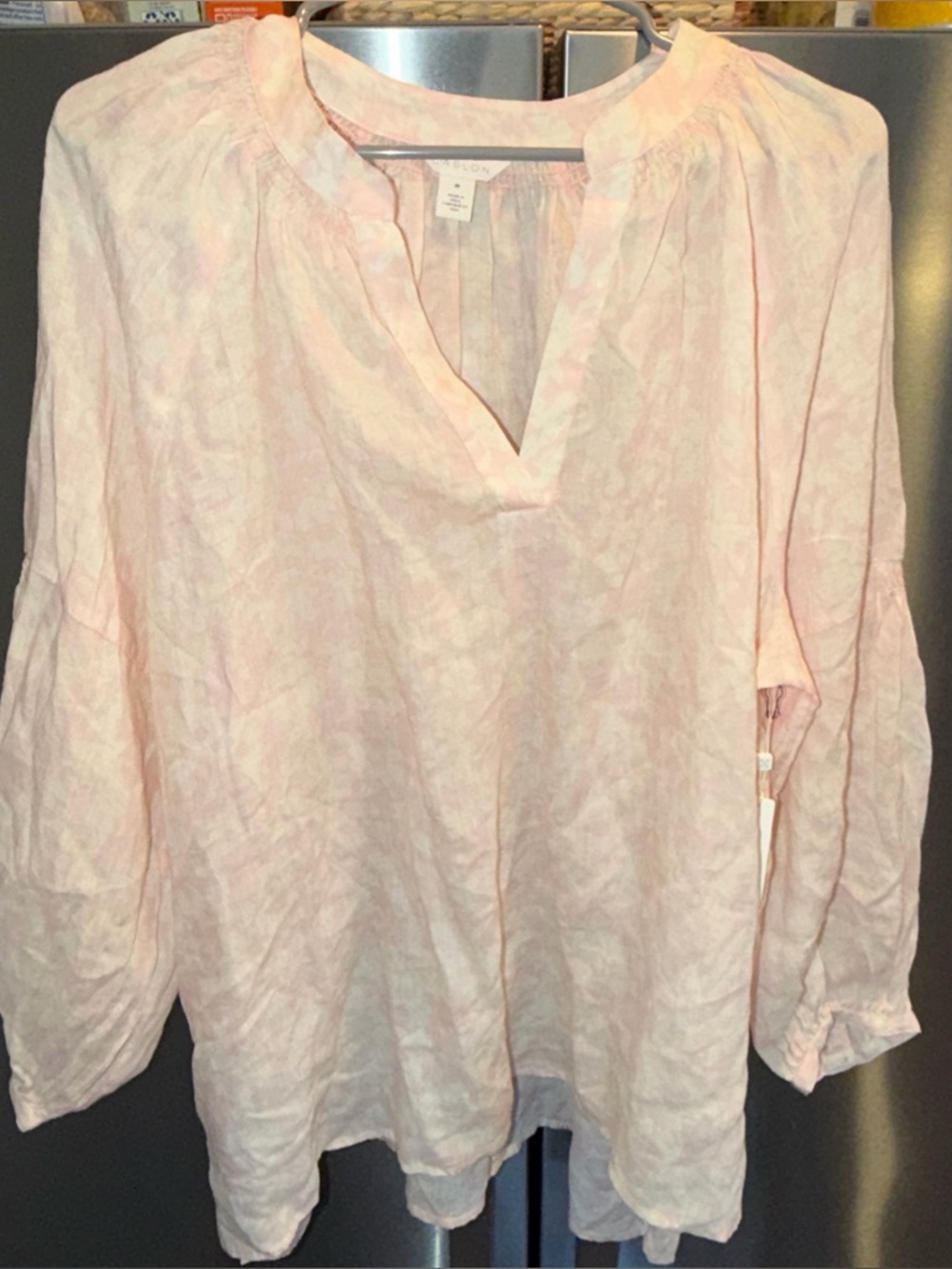 CASLON NEW women’s 2XL Pink Floral V Neck Pullover Tunic Blouse Gauzy Cotton NEW